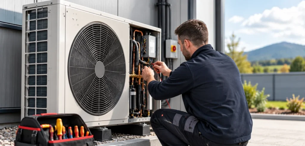 Air source heat pump serviced by Abicool in Cumbria