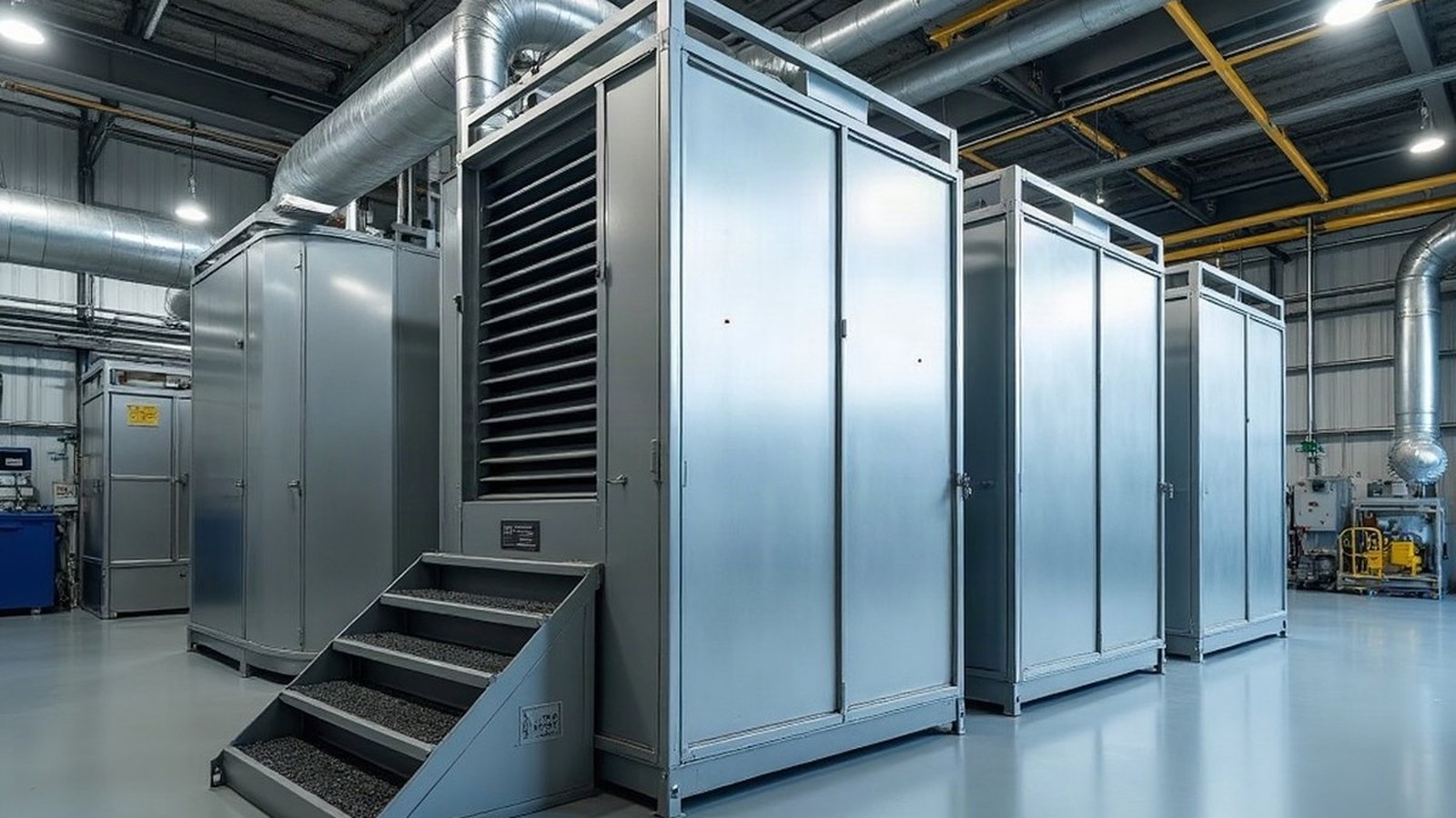 Air handling units in a plant room