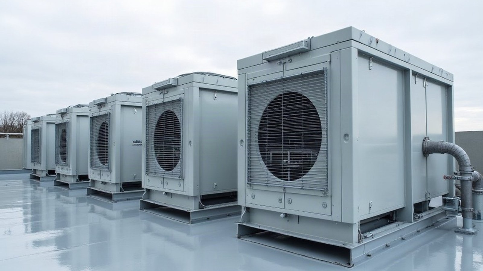 VRF condenser fans on a commercial roof